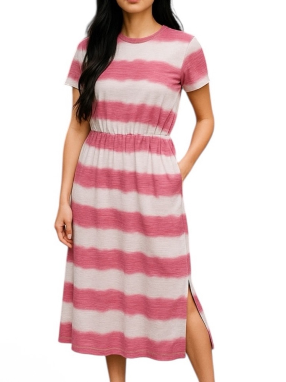 Old Navy Tie Dye Striped Short Sleeve Cotton Dress Size Medium New